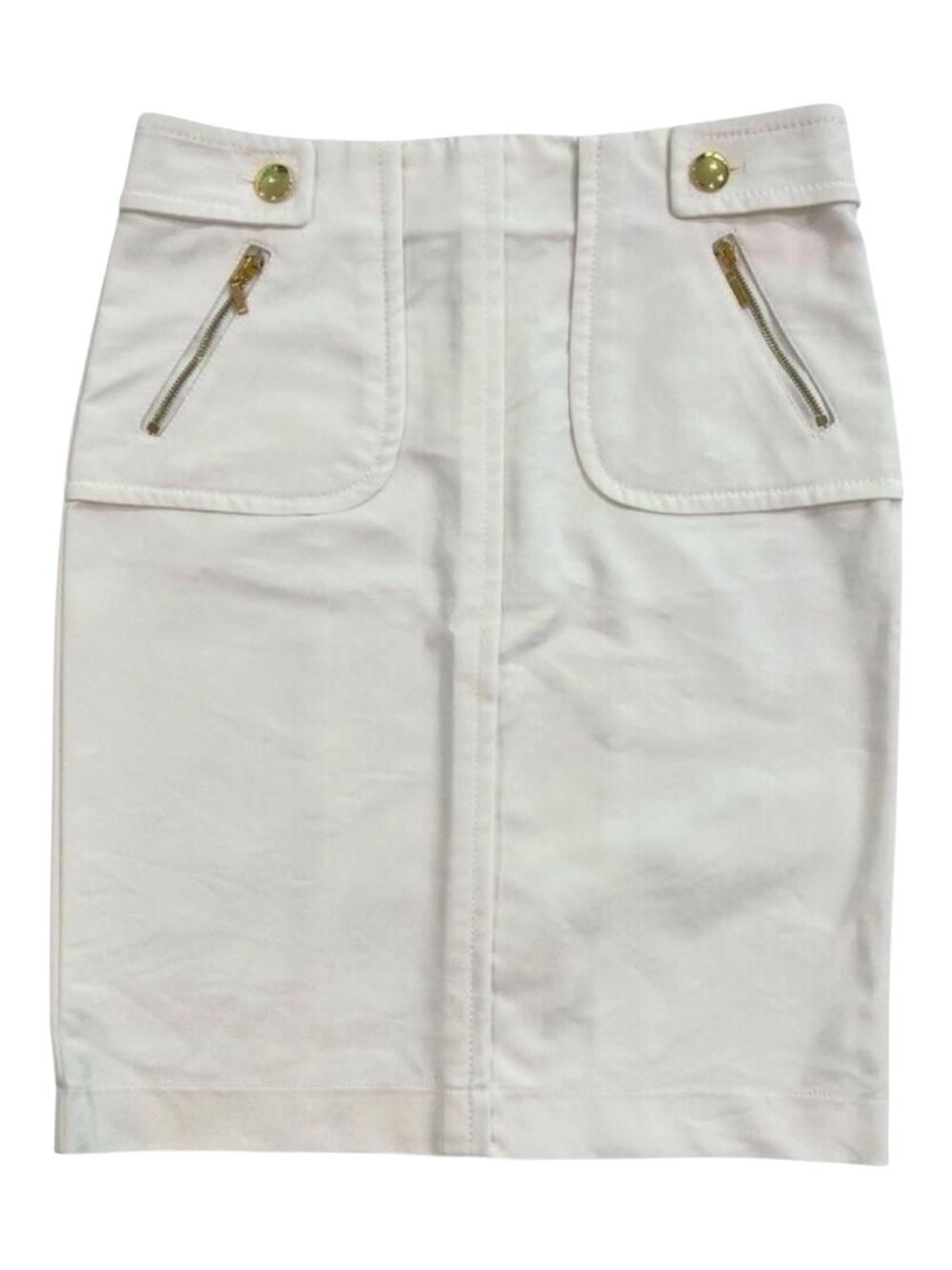 Sandra Angelozzi pencil skirt cream/white and gold hardware pockets small EU32